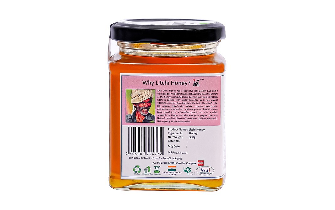 Kiwi Kisan Window Raw Lychee Honey    Glass Jar  350 grams